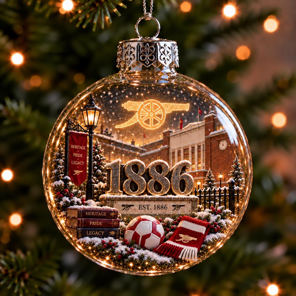 Victory Through Harmony Light-Up Football Christmas Globe Ornament