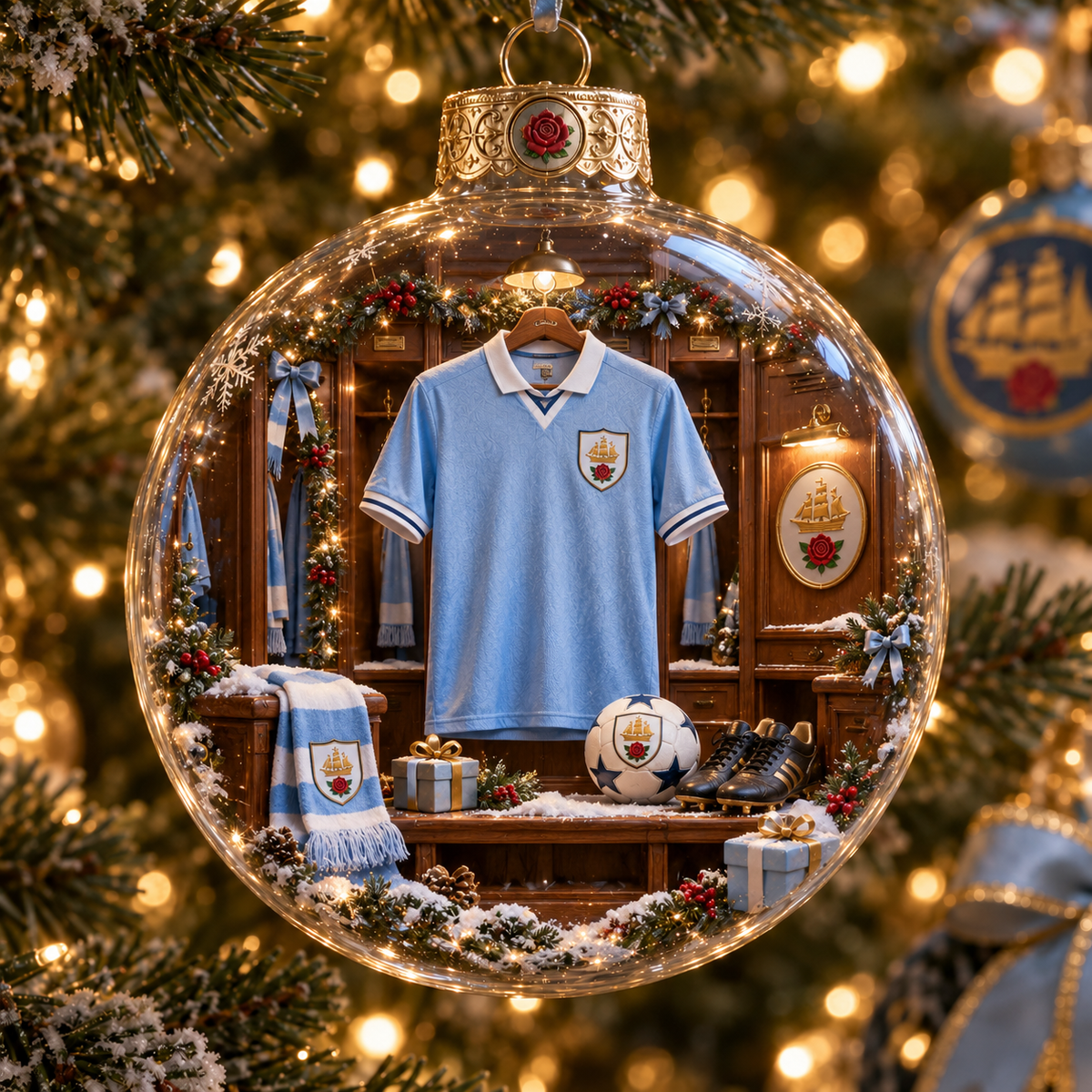 Pride in Battle Light-Up Football Christmas Globe Ornament