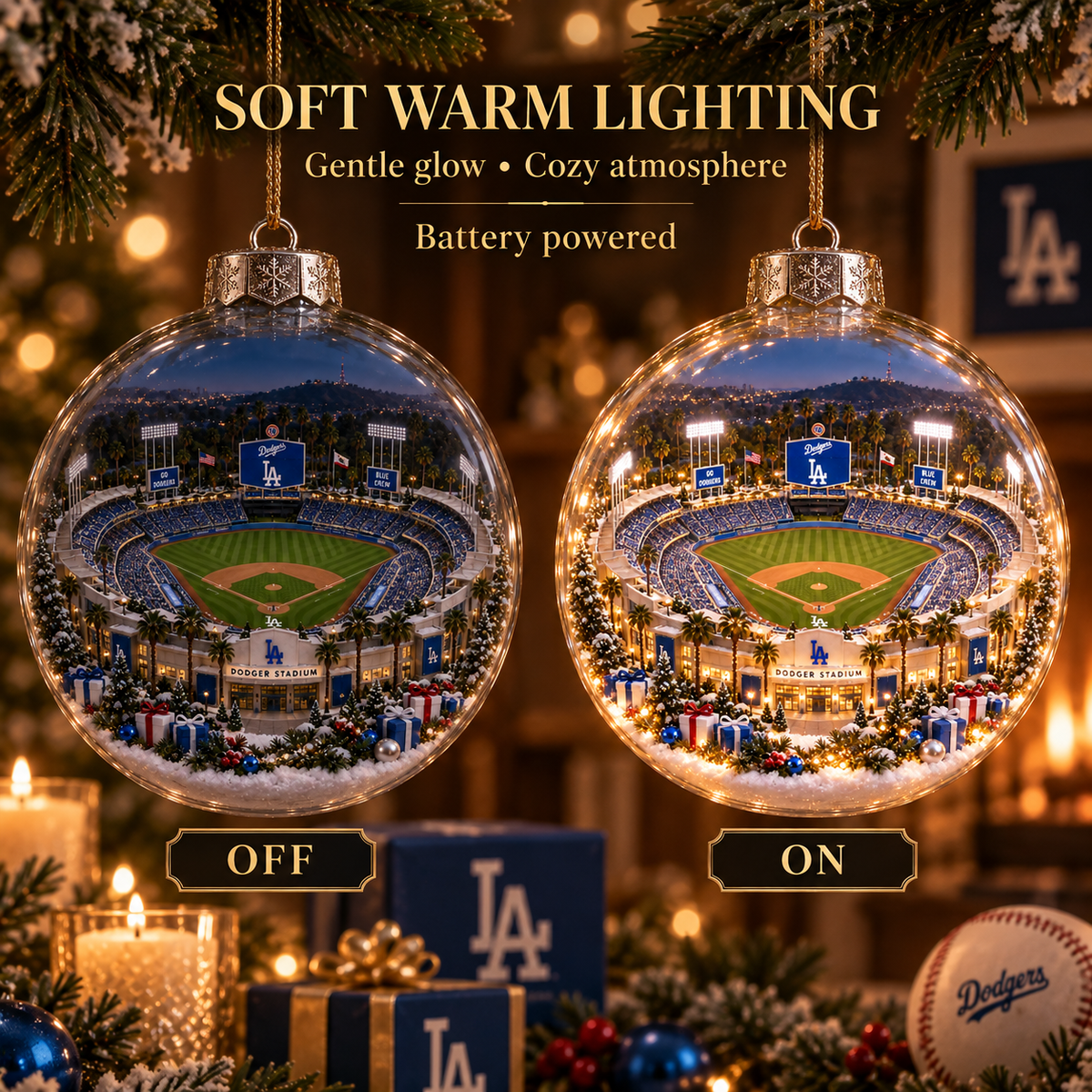 Think Blue — Light-Up Baseball Ornament