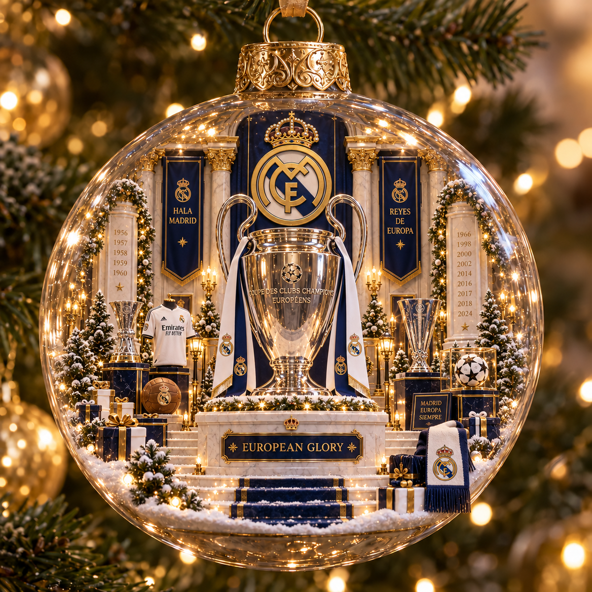 Hala Madrid — Light-Up Football Ornament