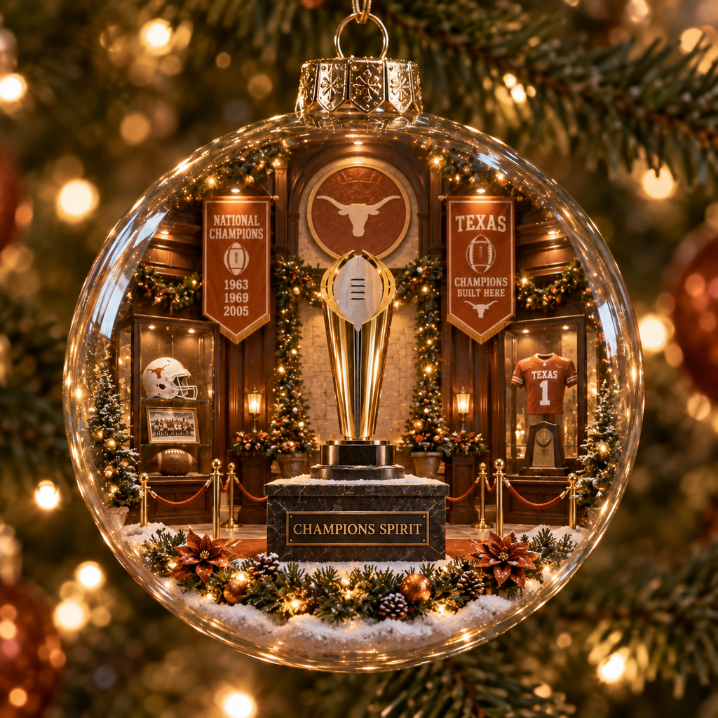 Hook ’Em – Light-Up College Football Heritage Christmas Ornament