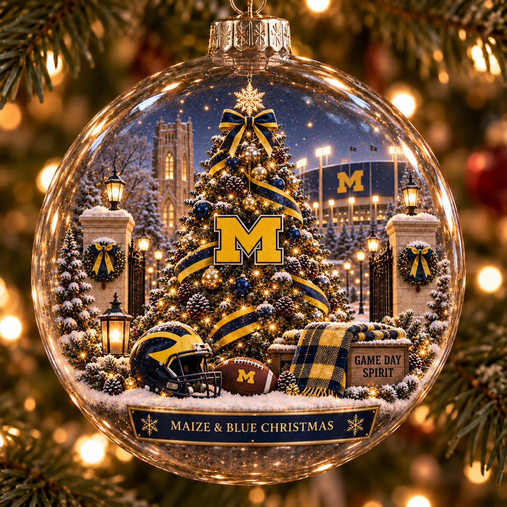 Go Blue – Light-Up College Football Heritage Christmas Ornament
