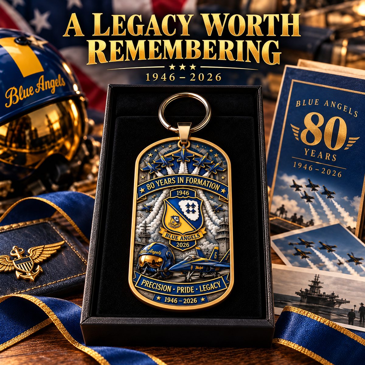 Blue Angels 80th Anniversary Commemorative Keychain