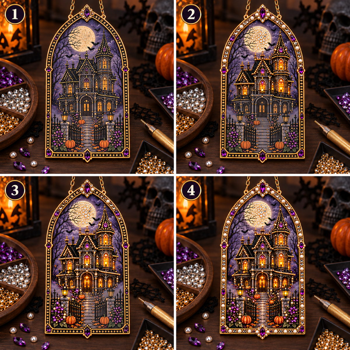 DIY Jeweled Gothic Halloween Hanging Decor Kit
