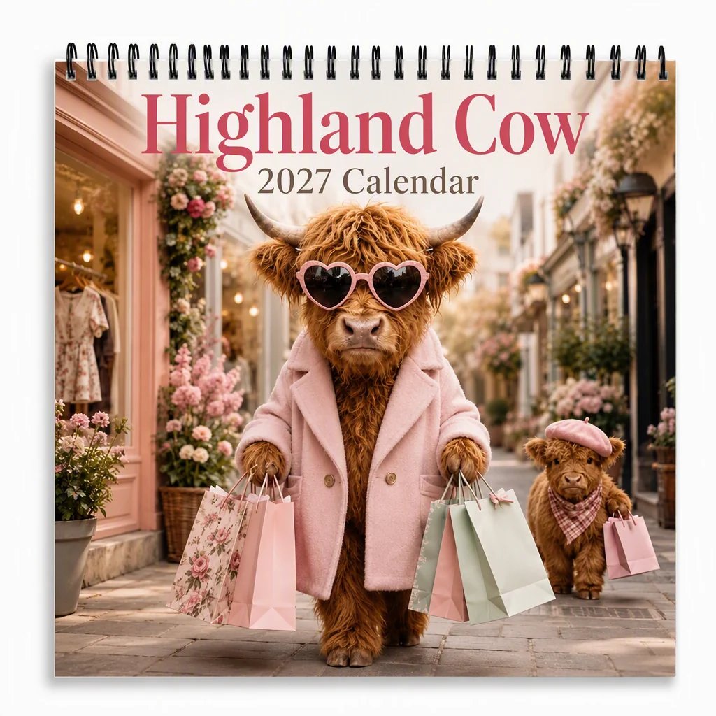 Highland Cow 12-Month Wall Calendar