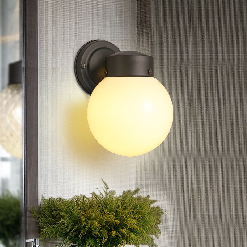 Sikunuo | Globe Wall Lamp Vintage 1 Light Mini Wall Fixture with White/Clear Glass Shade for Bathroom