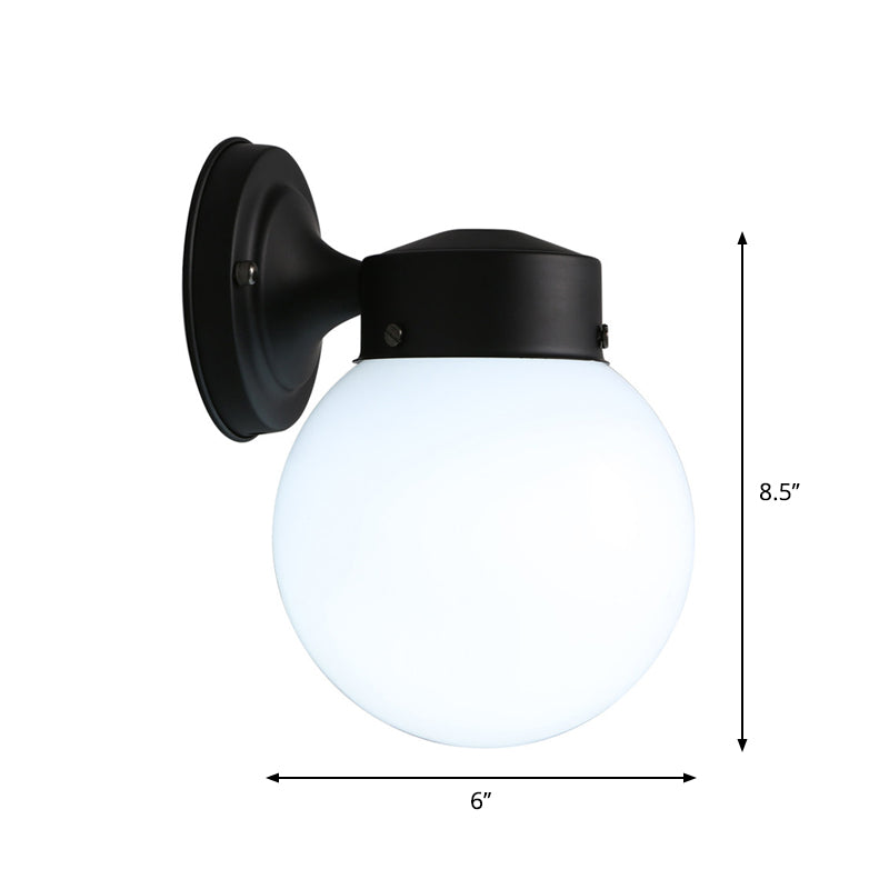 Sikunuo | Globe Wall Lamp Vintage 1 Light Mini Wall Fixture with White/Clear Glass Shade for Bathroom