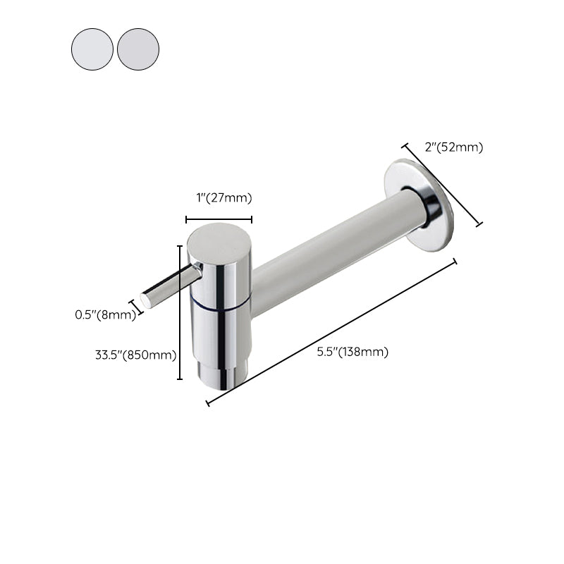 Sikunuo | Contemporary Wall-Mounted Bathroom Faucet Single Hole Low Arc Solid Brass Circular Faucet