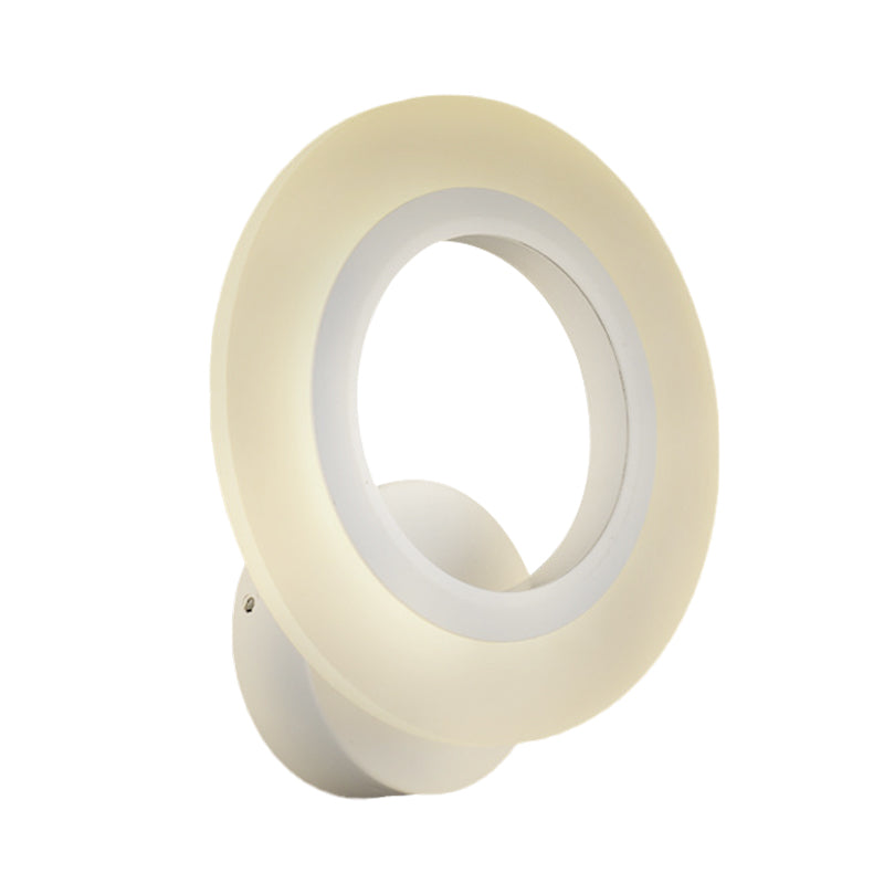 Sikunuo | Modern LED Wall Mounted Light White Ring Wall Lamp with Acrylic Shade in Warm/White Light