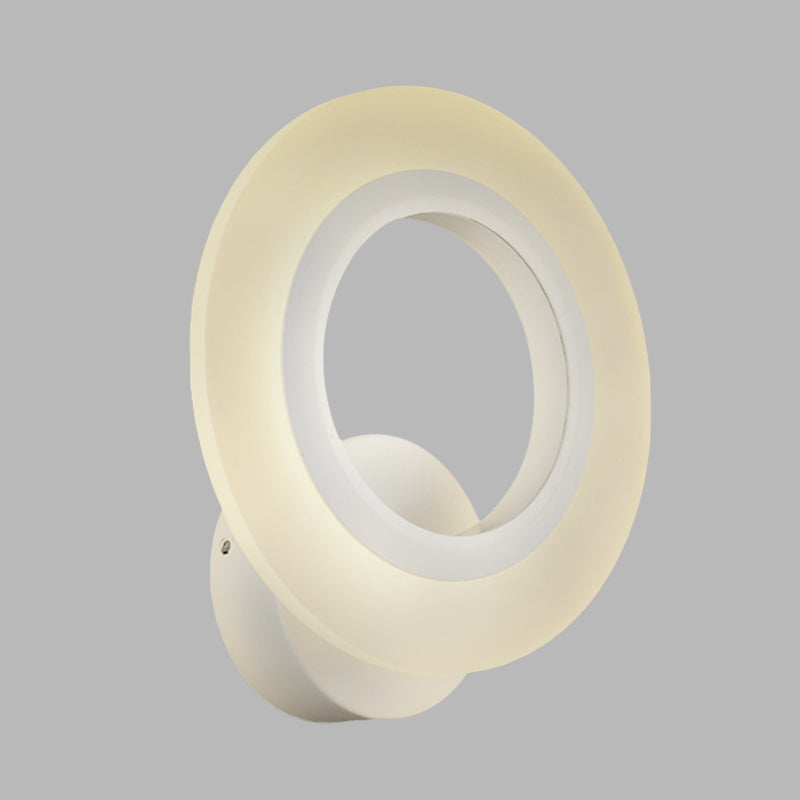 Sikunuo | Modern LED Wall Mounted Light White Ring Wall Lamp with Acrylic Shade in Warm/White Light