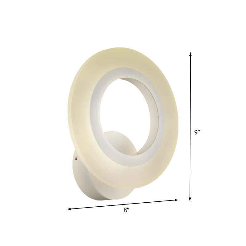 Sikunuo | Modern LED Wall Mounted Light White Ring Wall Lamp with Acrylic Shade in Warm/White Light