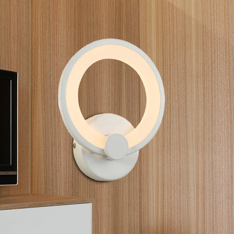 Sikunuo | White Hoop Wall Spotlight Lighting Simple LED Acrylic Wall-Mounted Lamp Light for Corner