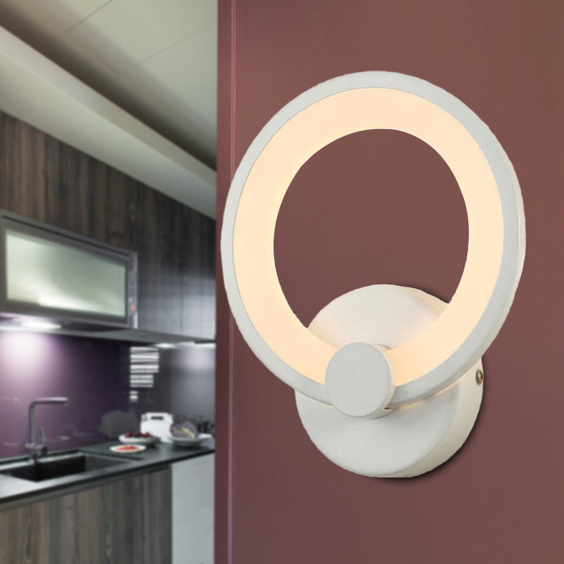Sikunuo | White Hoop Wall Spotlight Lighting Simple LED Acrylic Wall-Mounted Lamp Light for Corner