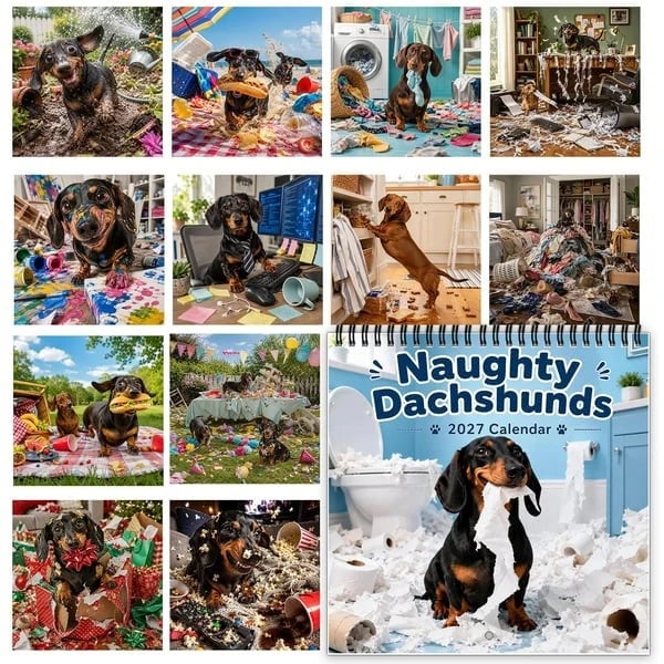 Naughty Dachshunds 2027 Wall Calendar