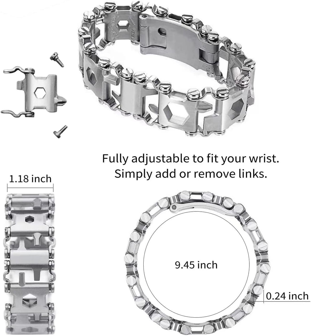 Sikunuo | 29-in-1 Stainless Steel Multitool Bracelet