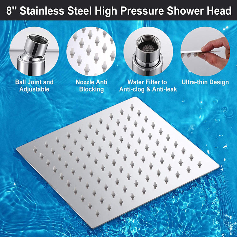 Sikunuo | Square Shape Double Shower Heads Modern Home Metal Double Shower Heads