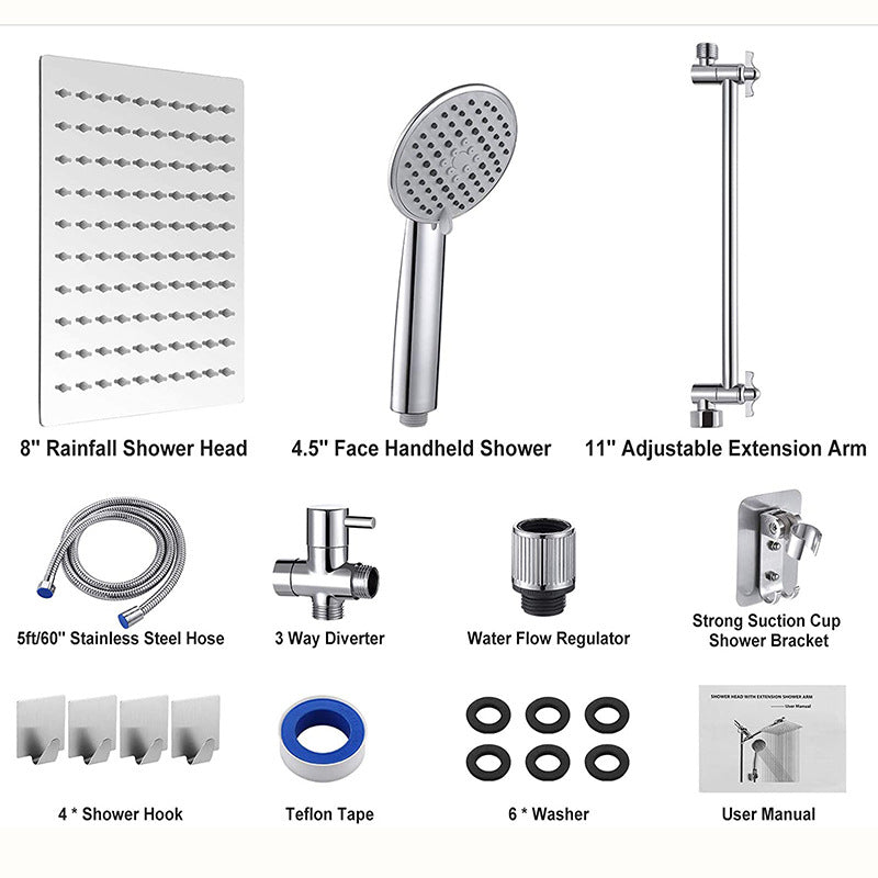 Sikunuo | Square Shape Double Shower Heads Modern Home Metal Double Shower Heads