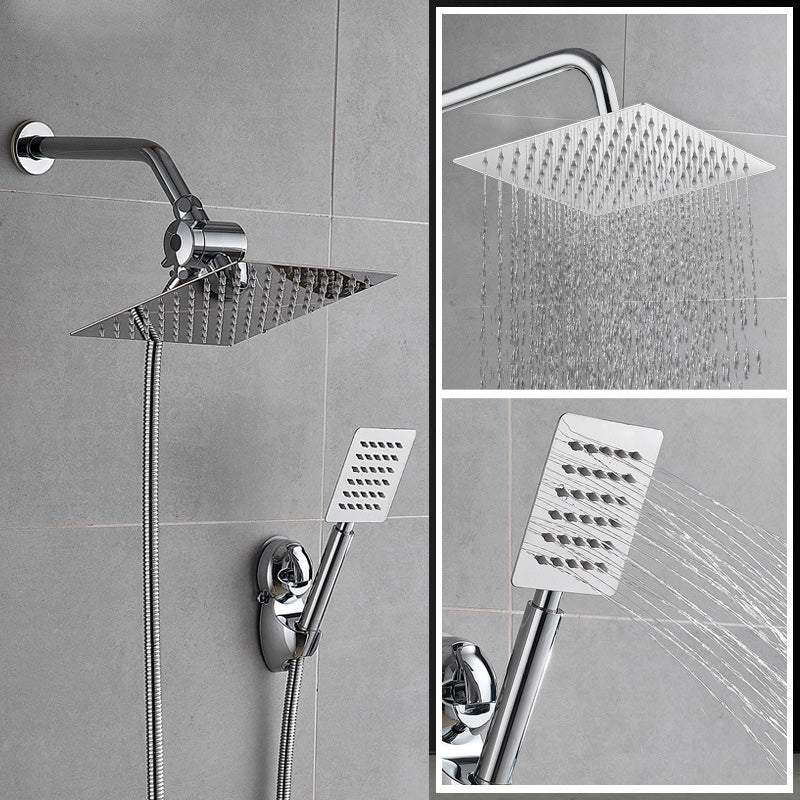 Sikunuo | Square Metal Double Shower Heads Modern Shower with Shower Hose