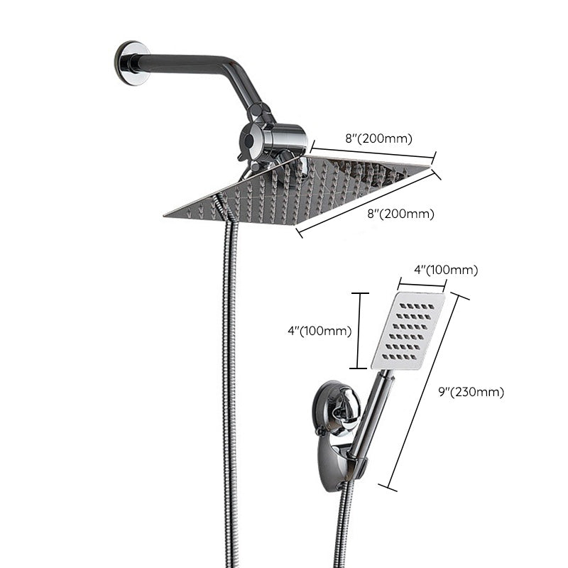 Sikunuo | Square Metal Double Shower Heads Modern Shower with Shower Hose
