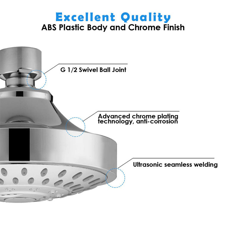 Sikunuo | Wall-mounted Metal Shower Head Modern Round Shower Head Fixed Shower Head