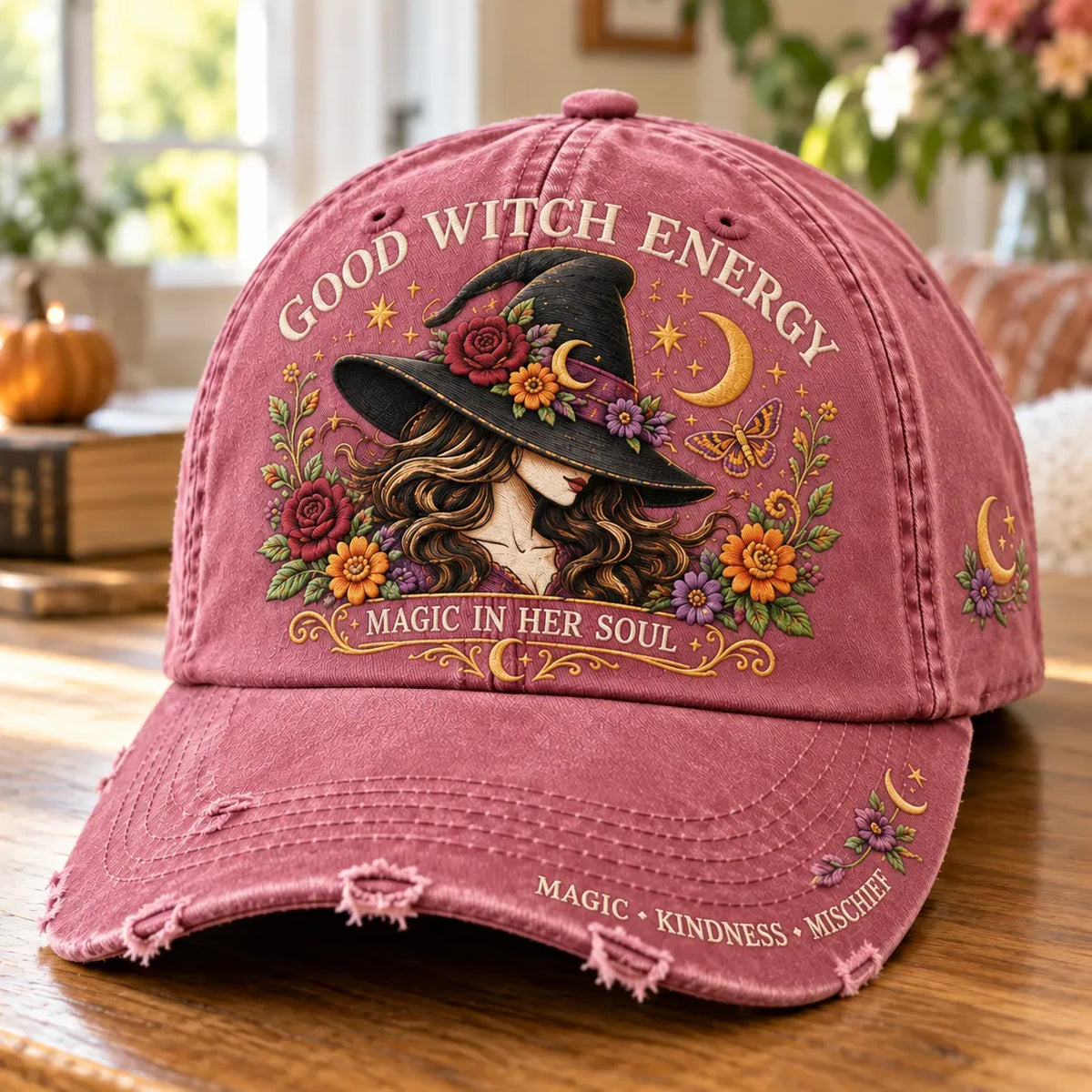 Good Witch Energy Floral Witch Baseball Cap