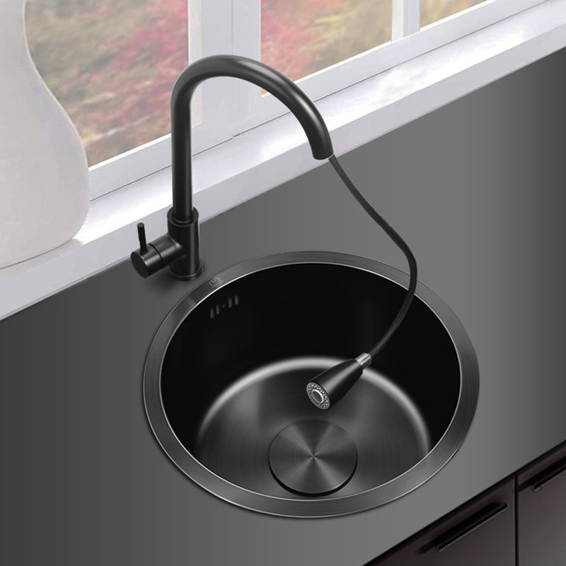 Sikunuo | Classic Round Sink Stainless Steel Built-in Sink Non-Slip Round Basin for the Kitchen