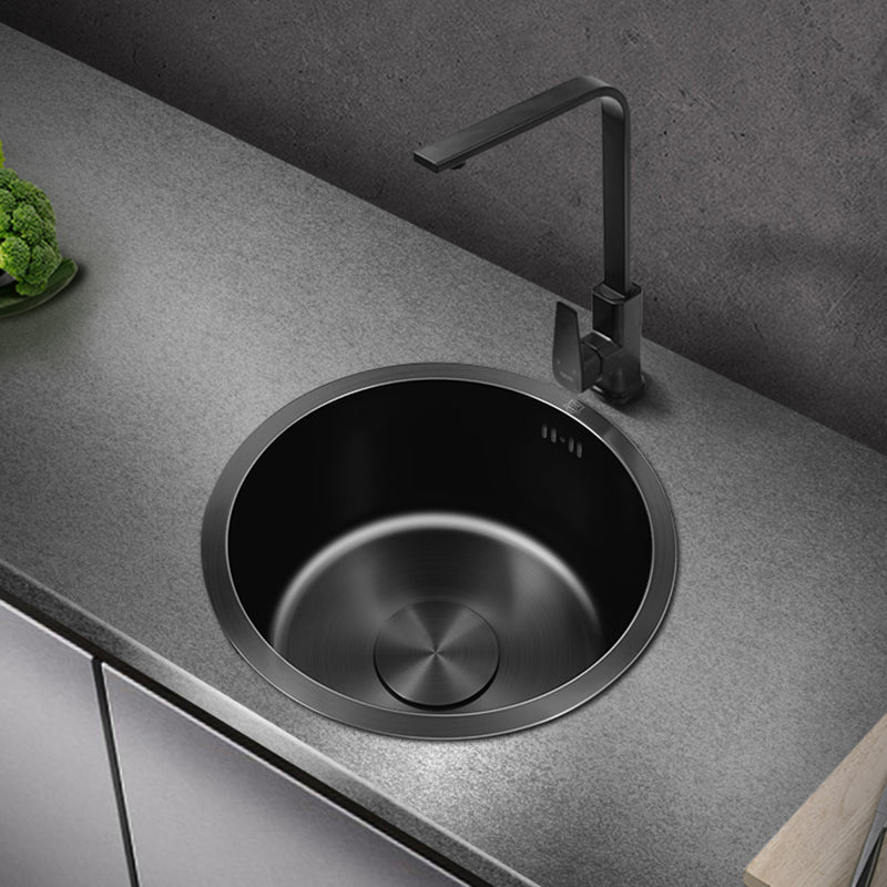 Sikunuo | Classic Round Sink Stainless Steel Built-in Sink Non-Slip Round Basin for the Kitchen