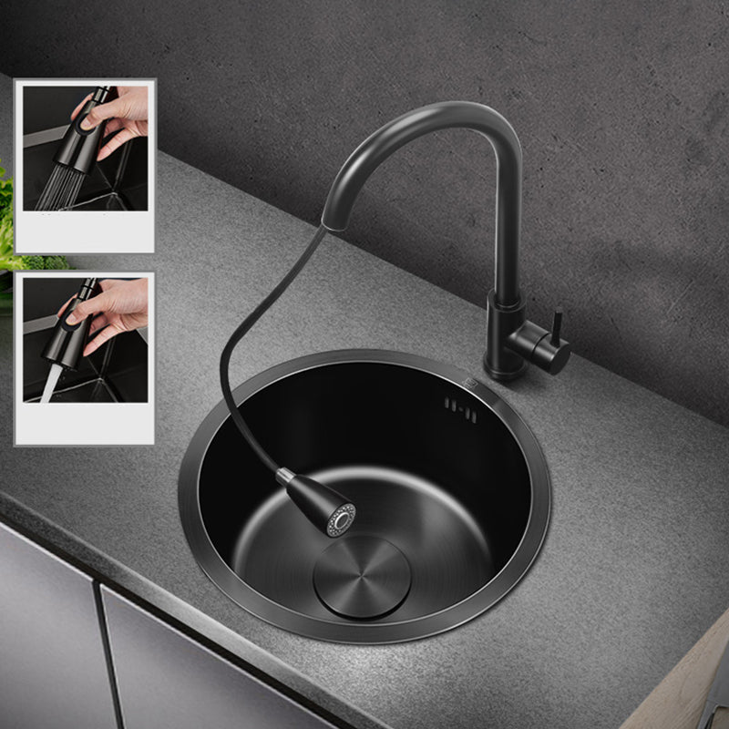 Sikunuo | Classic Round Sink Stainless Steel Built-in Sink Non-Slip Round Basin for the Kitchen