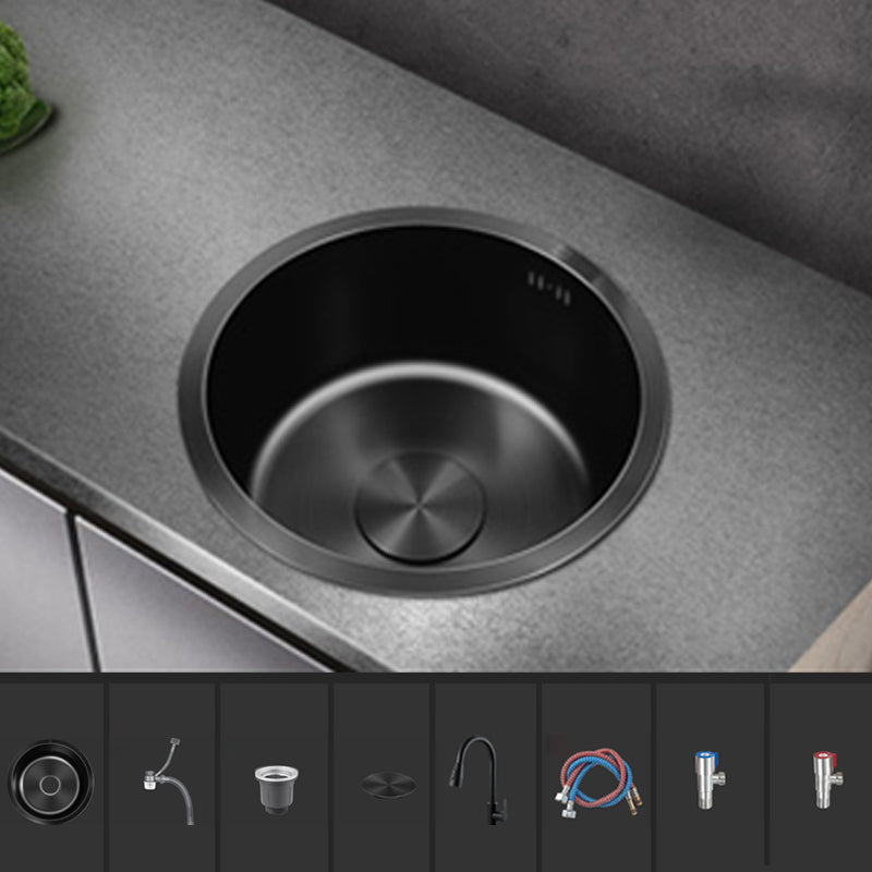 Sikunuo | Classic Round Sink Stainless Steel Built-in Sink Non-Slip Round Basin for the Kitchen