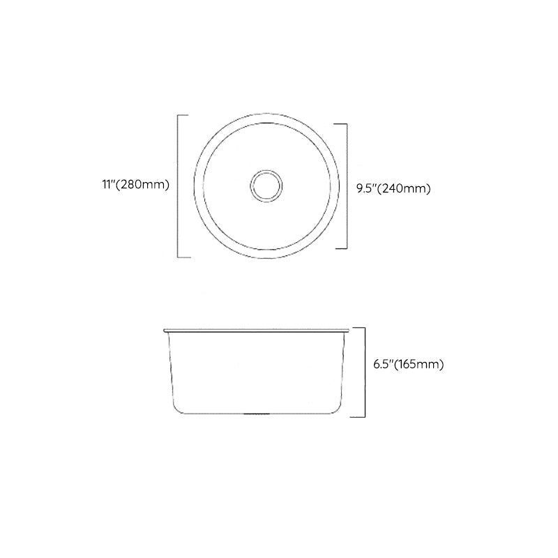 Sikunuo | Classic Round Sink Stainless Steel Built-in Sink Non-Slip Round Basin for the Kitchen