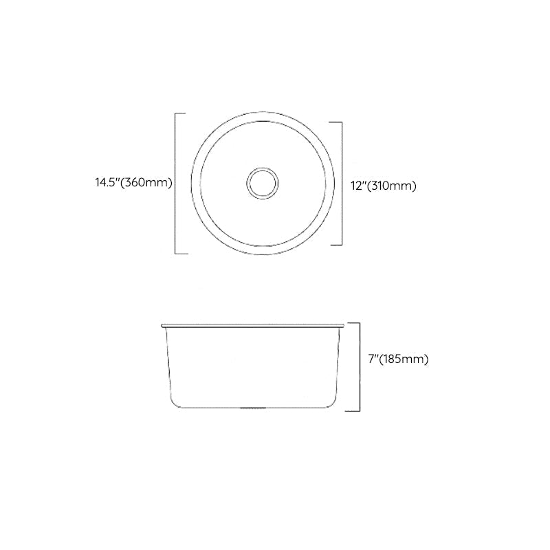 Sikunuo | Classic Round Sink Stainless Steel Built-in Sink Non-Slip Round Basin for the Kitchen