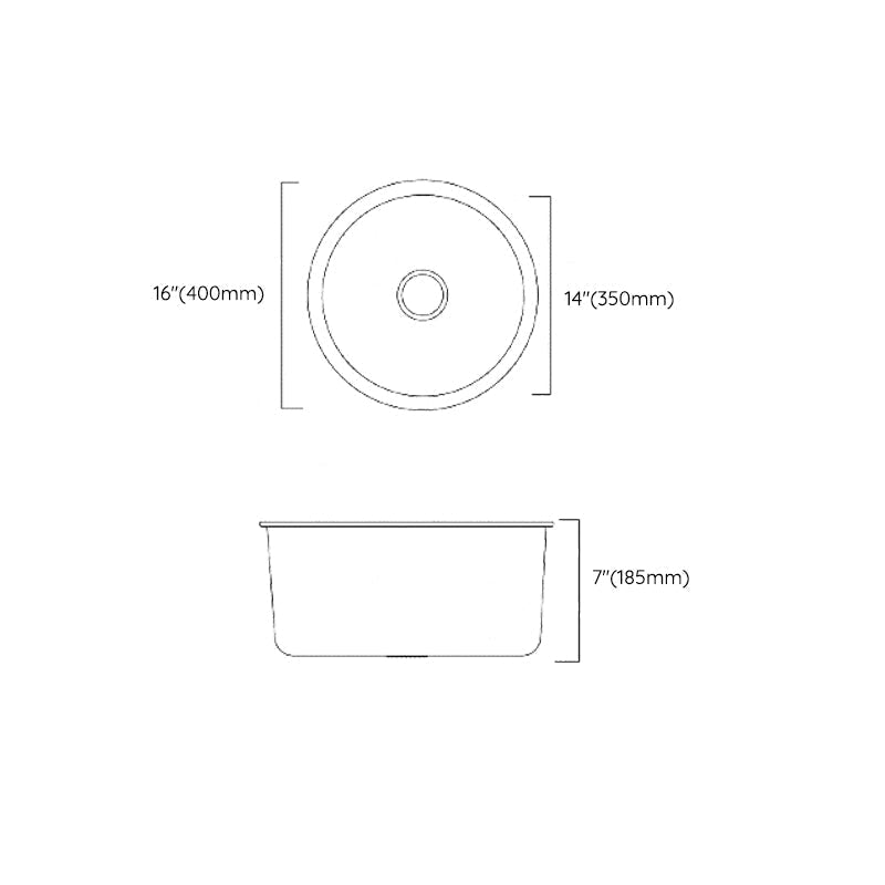Sikunuo | Classic Round Sink Stainless Steel Built-in Sink Non-Slip Round Basin for the Kitchen