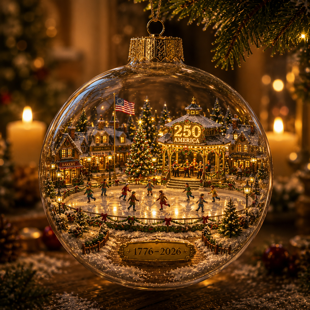 America 250th Anniversary Light-Up Christmas Globe Ornament