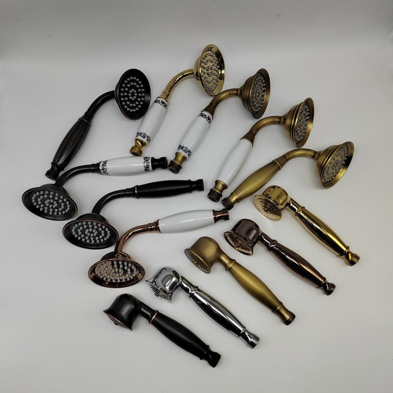 Sikunuo | Traditional Handheld Shower Head with Hose Polished Brass Wall Mounted Shower Head