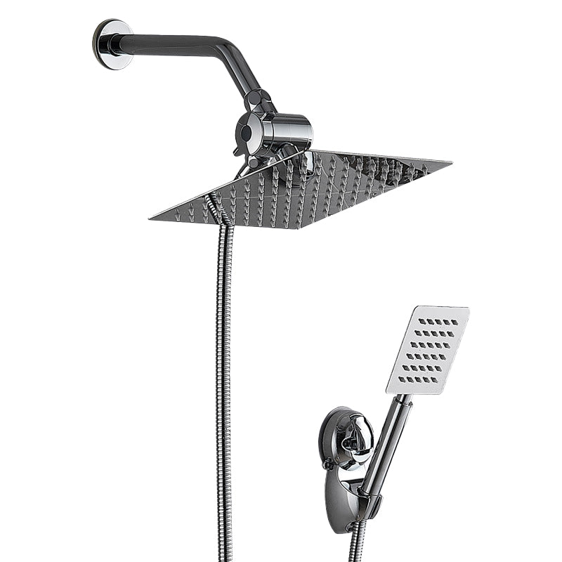Sikunuo | Silver Square Double Shower Head Modern Water Filtration Wall-Mounted Shower Head