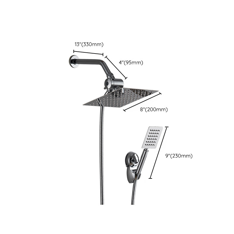 Sikunuo | Silver Square Double Shower Head Modern Water Filtration Wall-Mounted Shower Head