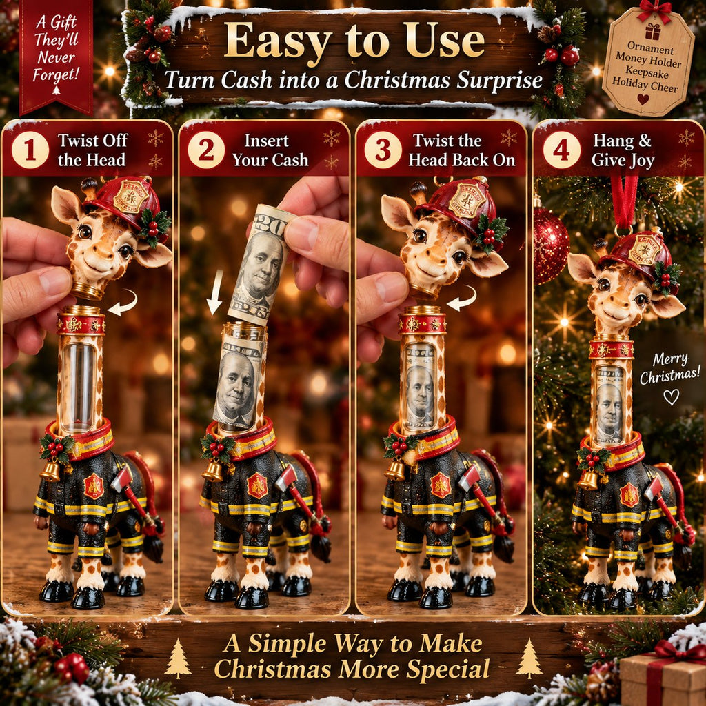 Giraffe on the Job Christmas Cash Holder Ornament