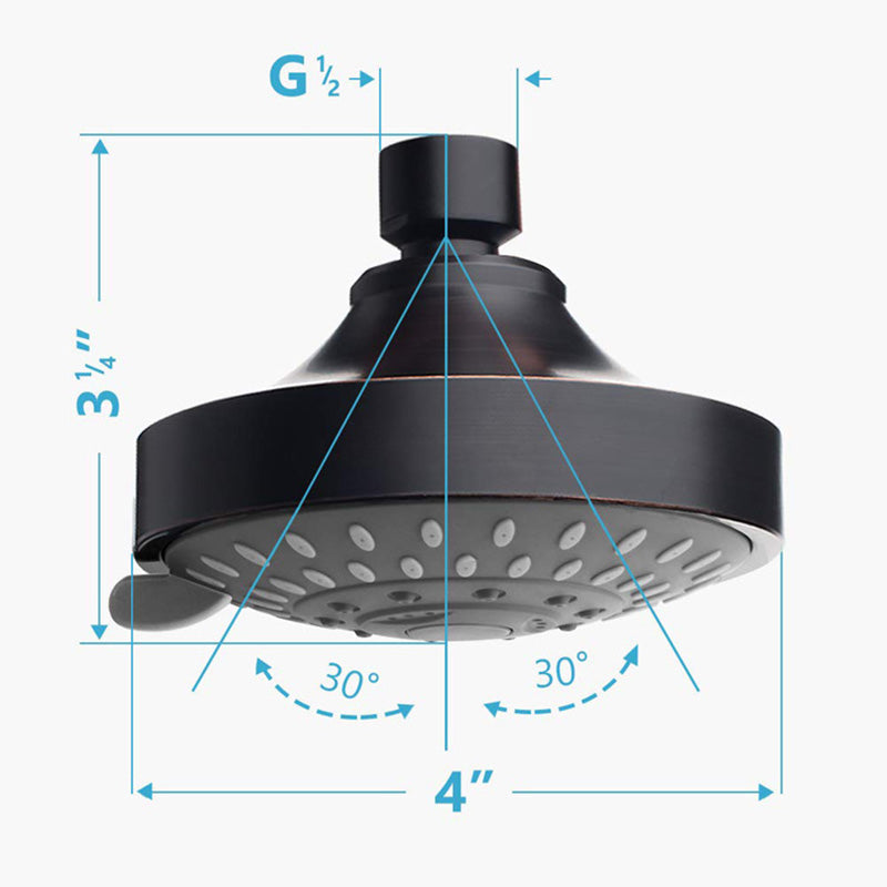Sikunuo | Round metal shower head Traditional adjustable spray pattern shower head