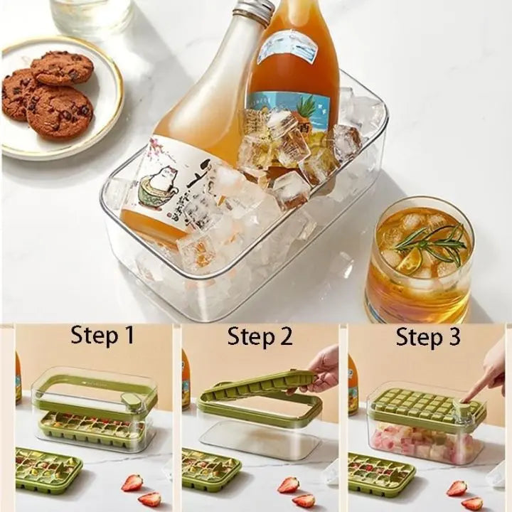 Sikunuo | 64-piece Silicone Ice Cube Set – with Lid & Scoop