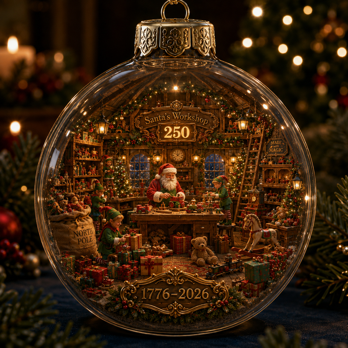 America 250th Anniversary Light-Up Christmas Globe Ornament