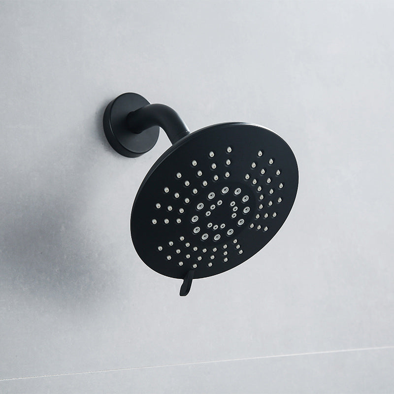 Sikunuo | Round Fixed Shower Head Matte Black 5 Spray Patterns Wall Mounted Shower Head