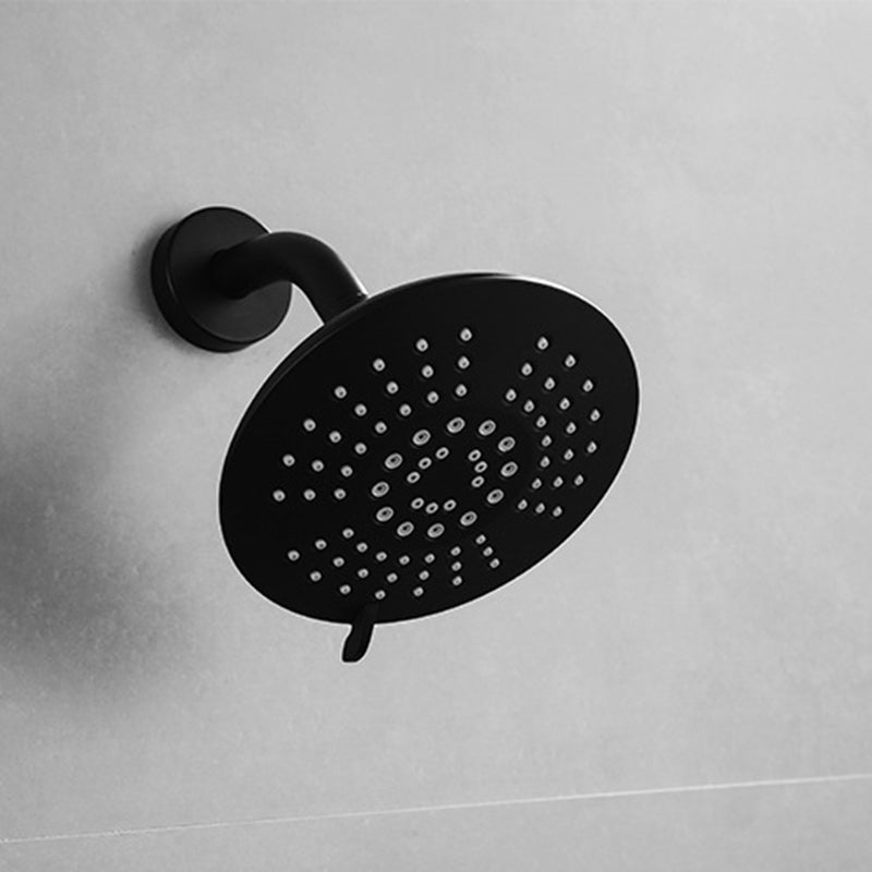 Sikunuo | Round Fixed Shower Head Matte Black 5 Spray Patterns Wall Mounted Shower Head