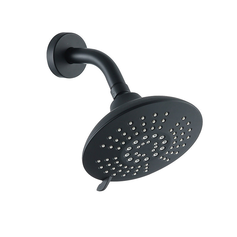 Sikunuo | Round Fixed Shower Head Matte Black 5 Spray Patterns Wall Mounted Shower Head