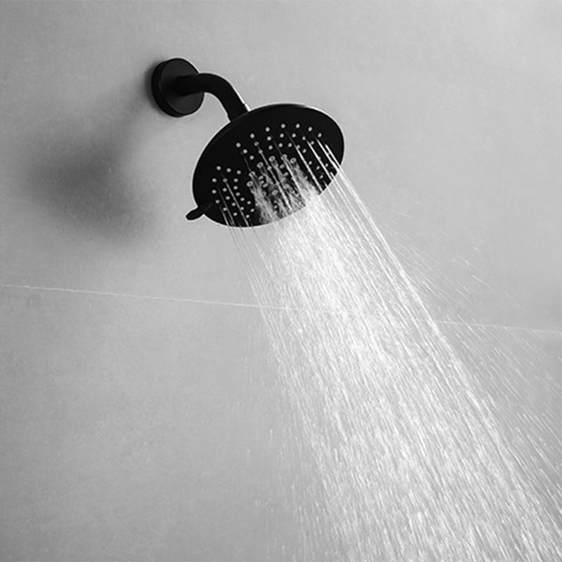 Sikunuo | Round Fixed Shower Head Matte Black 5 Spray Patterns Wall Mounted Shower Head
