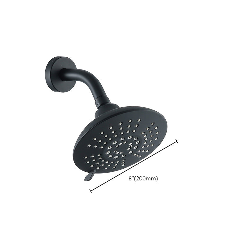 Sikunuo | Round Fixed Shower Head Matte Black 5 Spray Patterns Wall Mounted Shower Head