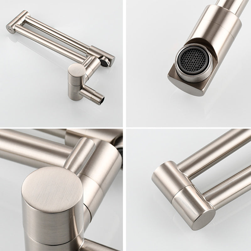 Sikunuo | Modern Pull-down Faucet Single Handle Wall Mounted Pot Filler Low Profile 1 Holder Filler