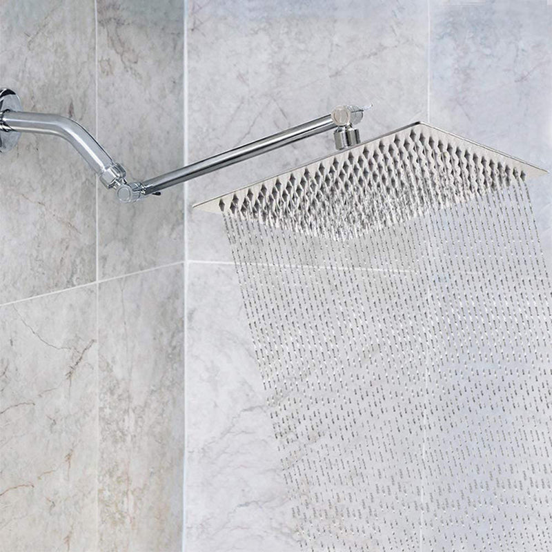 Sikunuo | Stainless Steel Fixed Shower Head Rainfall Wall Mounted Shower Head with Extension Arm