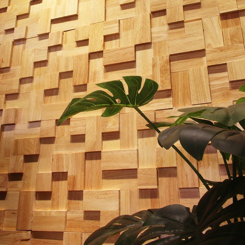 Sikunuo | Mosaic Wood Wall Cladding Glue Living Room Modern Style Wood Plank