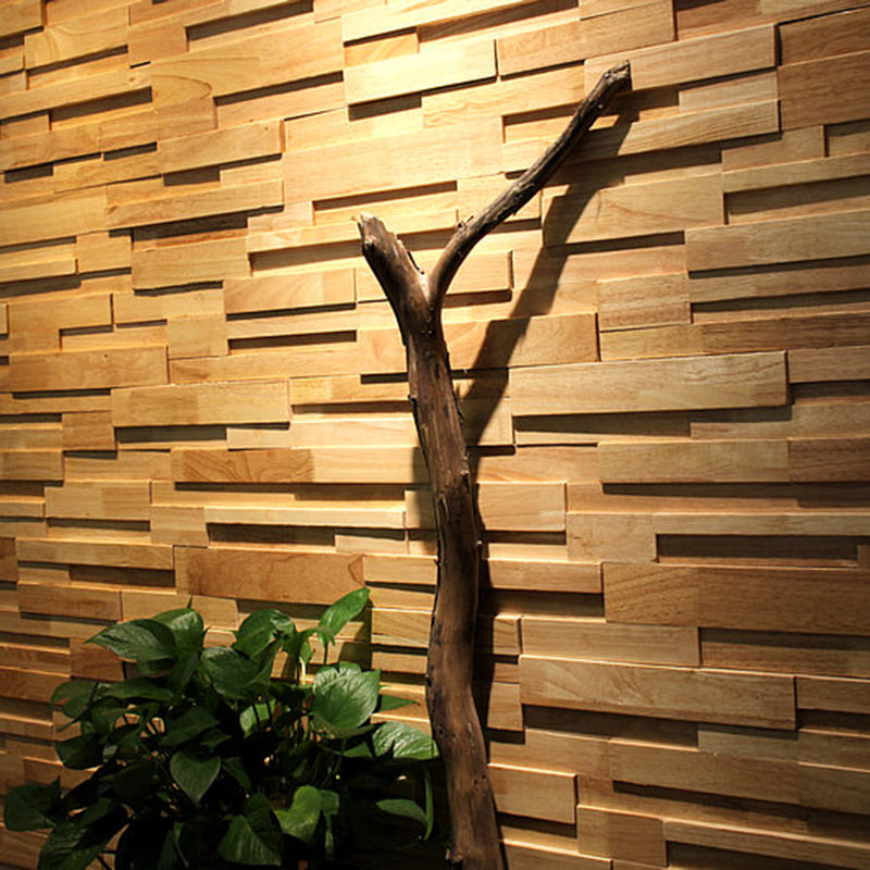 Sikunuo | Mosaic Wood Wall Cladding Glue Living Room Modern Style Wood Plank