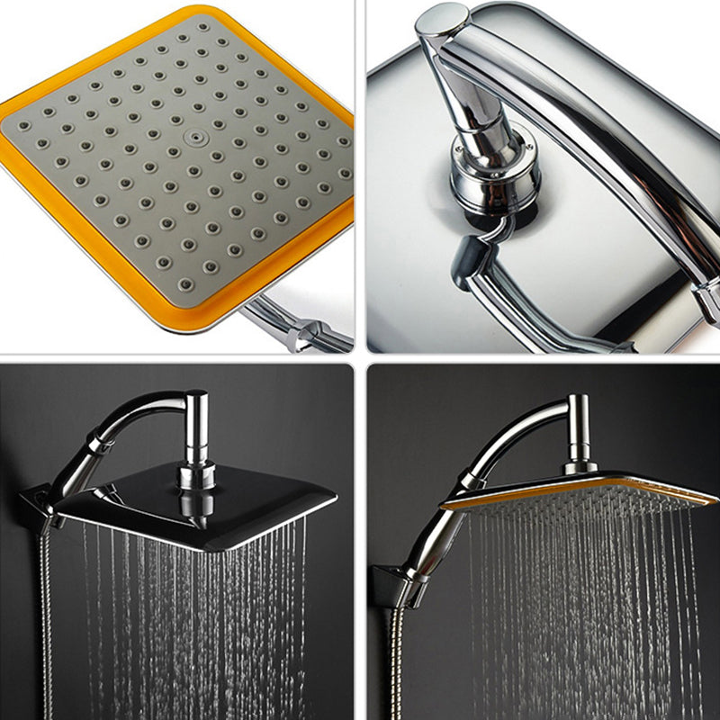 Sikunuo | Modern Square Showerhead Combo Chrome Rainfall Showerhead